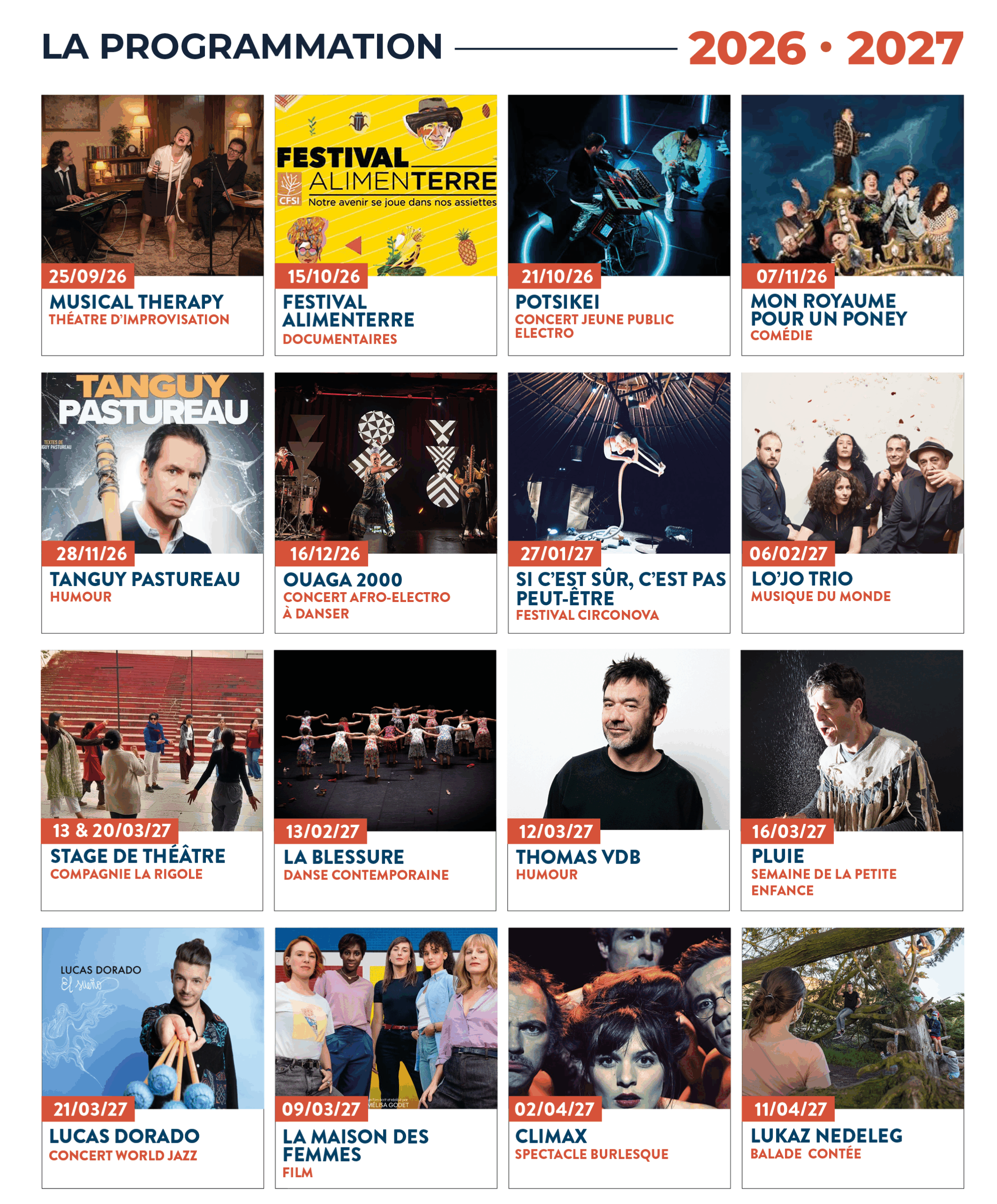 La Programmation 2026-2027 - Centre culturel Arthémuse Briec