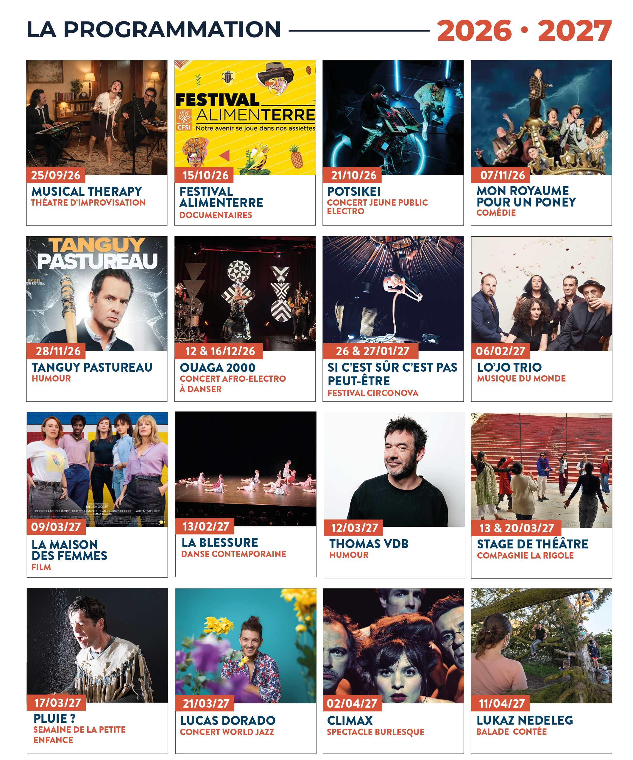 La Programmation 2026-2027 - Centre culturel Arthémuse Briec